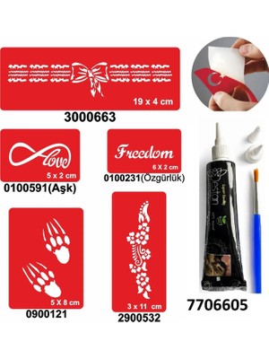 Airbrush Tattoo Hint Kınası ve Şablonla Geçici Dövme Yapma Seti Set 33