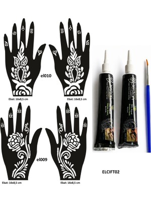Airbrush Tattoo Hint Kınası ve Şablonla Geçici Dövme Yapma Seti Set 55