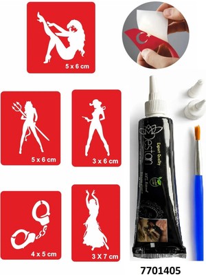 Airbrush Tattoo Hint Kınası ve Şablonla Geçici Dövme Yapma Seti Set 12