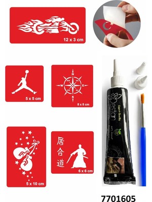 Airbrush Tattoo Hint Kınası ve Şablonla Geçici Dövme Yapma Seti Set 13