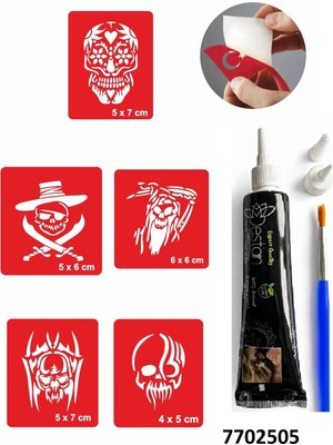 Airbrush Tattoo Hint Kınası ve Şablonla Geçici Dövme Yapma Seti Set 17