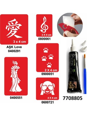 Airbrush Tattoo Hint Kınası ve Şablonla Geçici Dövme Yapma Seti Set 45