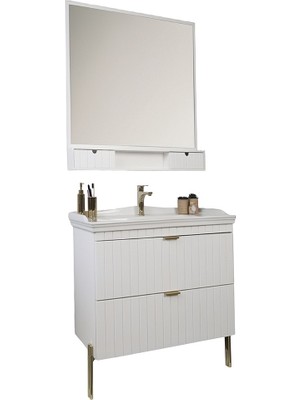 Kobos Noble 80 cm Banyo Dolabı Seti Bianco