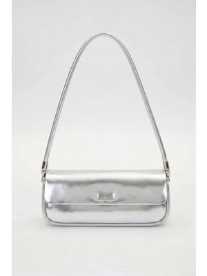 Lale Butik Levidor Premium Ince Askılı Baget Çanta 930414 Hologram Gümüş