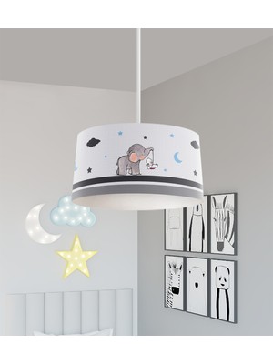 PremiumPort Sevimli Fil ve Tavşan Desenli Bebek Çocuk Odası Avizesi