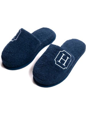 Ender Home H Harf Nakışlı Banyo ve Ev Havlu Terliği – %100 Pamuk Kaymaz Kalın Taban