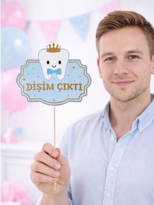 Parti Adresi Diş Buğdayı Dişim Çıktı Yazılı Konuşma Balonu Mavi 5'li