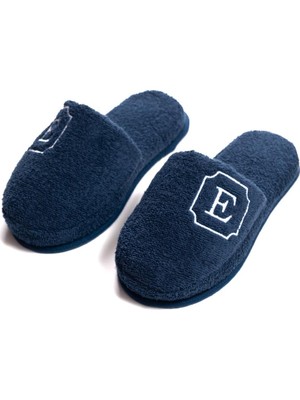 Ender Home E Harf Nakışlı Banyo ve Ev Havlu Terliği – %100 Pamuk Kaymaz Kalın Taban