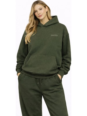 Packho Unisex Oversize Üç Iplik Şardonlu Kışlık Hoodie Eşofman Takımı – Kapüşonlu Sweatshirt & Pantolon