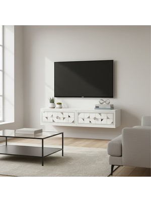 Ceneyra TDA1207BS -Moka Duvaramontaj Tv Stand Beyaz-Silver