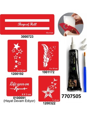 Airbrush Tattoo Hint Kınası ve Şablonla Geçici Dövme Yapma Seti Set 39