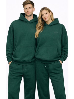 Packho Unisex Oversize Üç Iplik Şardonlu Kışlık Hoodie Eşofman Takımı – Kapüşonlu Sweatshirt & Pantolon