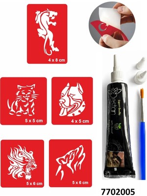 Airbrush Tattoo Hint Kınası ve Şablonla Geçici Dövme Yapma Seti Set 15