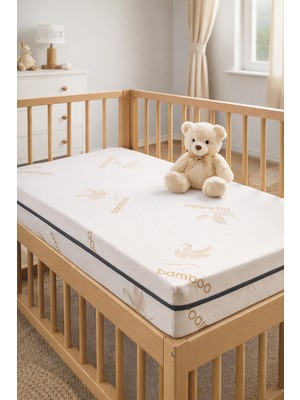 Artex 10CM Süngerli Bebek Çocuk Beşik Yatağı Bambu 70X110 Yıkanabilir Kılıflı Park Yatak Oyun Parkı