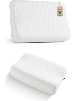 Relaxfit Çift Boyun Destekli Visco Ortopedik Yastık, 58X38X12/10CM, Beyaz