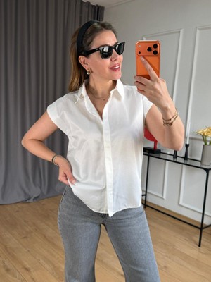 Size Özgü Ekru Düşük Omuzlu Gömlek