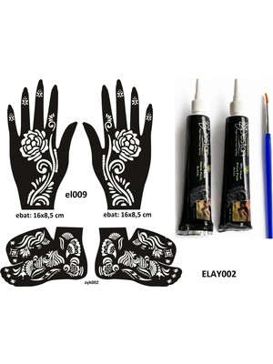 Airbrush Tattoo Hint Kınası ve Şablonla Geçici Dövme Yapma Seti Set 54