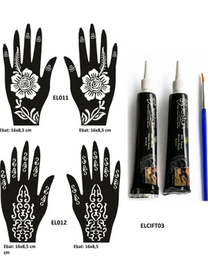 Airbrush Tattoo Hint Kınası ve Şablonla Geçici Dövme Yapma Seti Set 56
