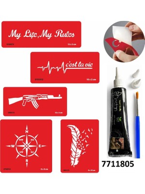Airbrush Tattoo Hint Kınası ve Şablonla Geçici Dövme Yapma Seti Set 50