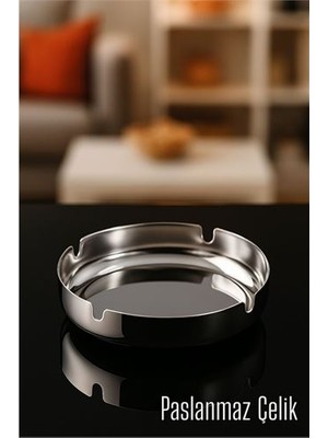 MidasTech Paslanmaz Yuvarlak Küllük - Metal Kül Tablası - Masaüstü Küllük  Midiastech