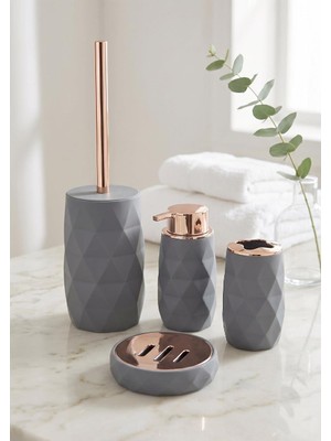 Hometarz Akrilik Rose Banyo Seti - 4 Parça, Gri
