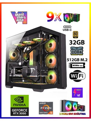 Gamepage RTX20 Ryzen 5 5500 32GB Ram 512GB M.2 SSD RTX3050 Sıvı Soğutmalı Premium Oyuncu Bilgisayar