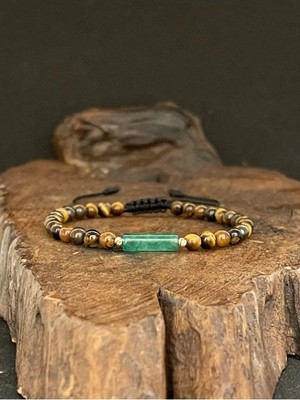 Rupen Kraft 14 Ayar Dorika Toplu Şık Altın Bileklik Doğal Taşlı Altın Bileklik Kaplan Gözü Taşlı Altın Bileklik