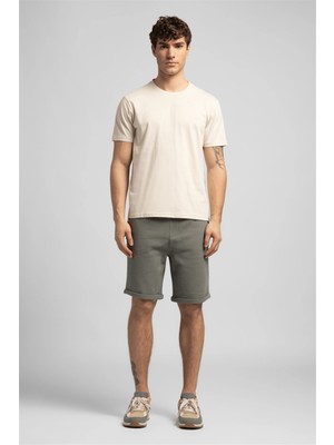 Lee Cooper Logos Erkek Regular Fit %100 Pamuk Baskılı Bisiklet Yaka T-Shirt Bej