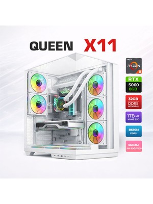 Xaser Queen X11 Ryzen 5 7500F 32GB Ddr5 Ram 1tb M.2 Nvme SSD 8gb RTX5060 Sıvı Soğutmalı Oyuncu Bilgisayarı