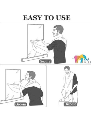 Saç Sakal Yemek Örtüsü Duş Banyo Temizlik Önlüğü Vantuzlu Aparat Aynaya Fayansa Veya Asılabilir Fonksiyonel Sakal Önlüğü