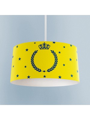 PremiumPort Renkli ve Şık Taç ve Çelenk Desenli Sarı Çocuk Odası Avizesi