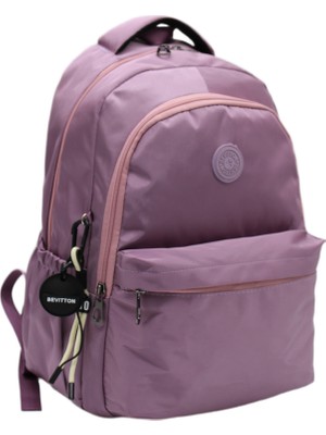 Bevitton Su Geçirmez Kumaş Moden Okul Çantası Mürdüm Unisex Okul Sırt Çantası 2200