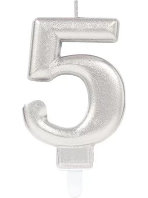 Midas Toptan Home 5 Rakamı Mum Gümüş Renk