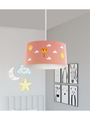 PremiumPort Balon ve Tavşan Desenli Bebek Çocuk Odası Avizesi