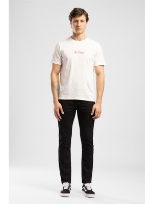 Lee Cooper Jasıel Erkek Regular Fit Baskılı Bisiklet Yaka T-Shirt Beyaz