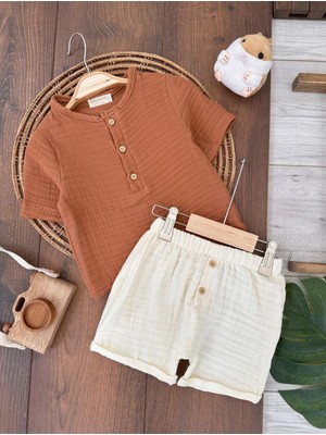 Butik Erkek Bebek %100 Pamuklu Müslin Alt - Üst 2'li Takım