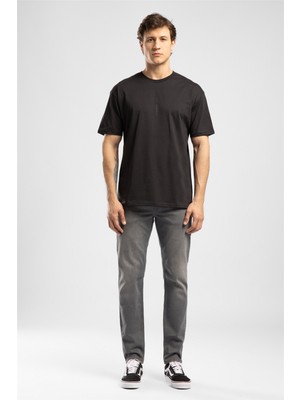 Lee Cooper Aylos Erkek Loose %100 Pamuk Baskılı Bisiklet Yaka T-Shirt Siyah