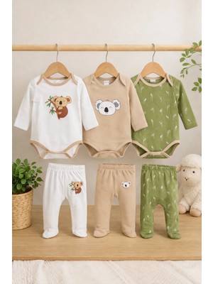 Bubito Koala Görselli Bebek 6'lı Alt Üst Takım Seti Çok Renkli