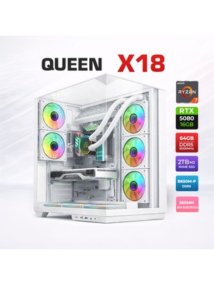 Xaser Queen X18 Ryzen 7 9800X3D 64GB Ddr5 Ram 2tb M.2 Nvme SSD 16GB RTX5080 Sıvı Soğutmalı Oyuncu Bilgisayarı
