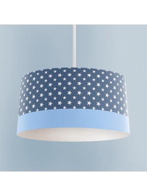 PremiumPort Gri ve Mavi Bulut Desenli Şık Bebek ve Çocuk Odası Avizesi