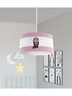 PremiumPort Renkli Kız Desenli Bebek ve Çocuk Odası Avizesi, Şık ve Sevimli Tasarım