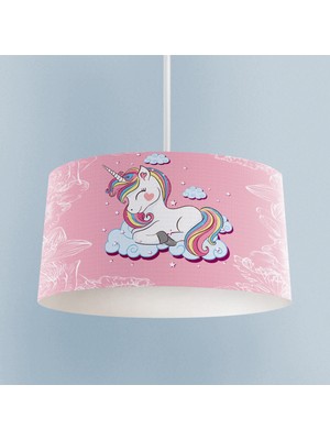 PremiumPort Unicorn ve Seksek Desenli Çocuk Odası Avizesi, Renkli ve Şık Tasarım