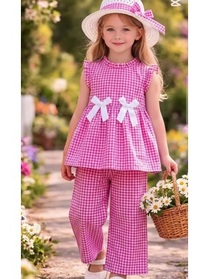 Kız Çocuk Pötikareli  Şapkalı Alt-Üst Takım(3lü Set)