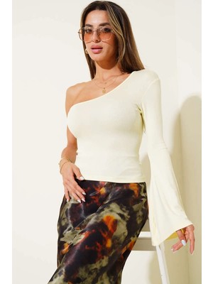 Chic Haven Tek Omuzlu Basic Bluz Sarı