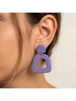 Ödül Moda Polimer Kil Özel Tasarım Mor Küpe