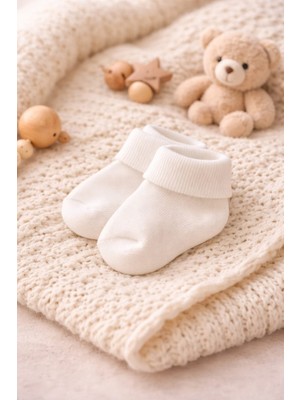 Amelio Kids Amélio Kids Beyaz Organik Pamuk Katlamalı Unisex Yenidoğan Soket Çorap