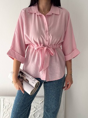 Noa Noa Kadın Kol Katlama Detaylı Kuşaklı Gömlek