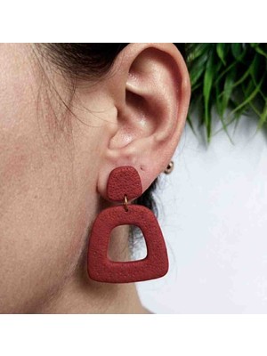 Ödül Moda Polimer Kil Özel Tasarım Bordo Küpe