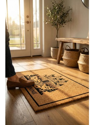 Valerine Life Velür Doku Coco Görünüm Malikânemiz Balkon Bahçe Dış Kapı Önü Paspası 45X70CM Kaymaz