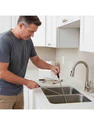 5 Metre Lavabo Açma Sustası Teli | Spiral Yaylı Krom Kaplama Gider Açma Sustası | Ergonomik Saplı Banyo Mutfak Tıkanıklık Açıcı